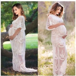 Lace maternity maxi dress